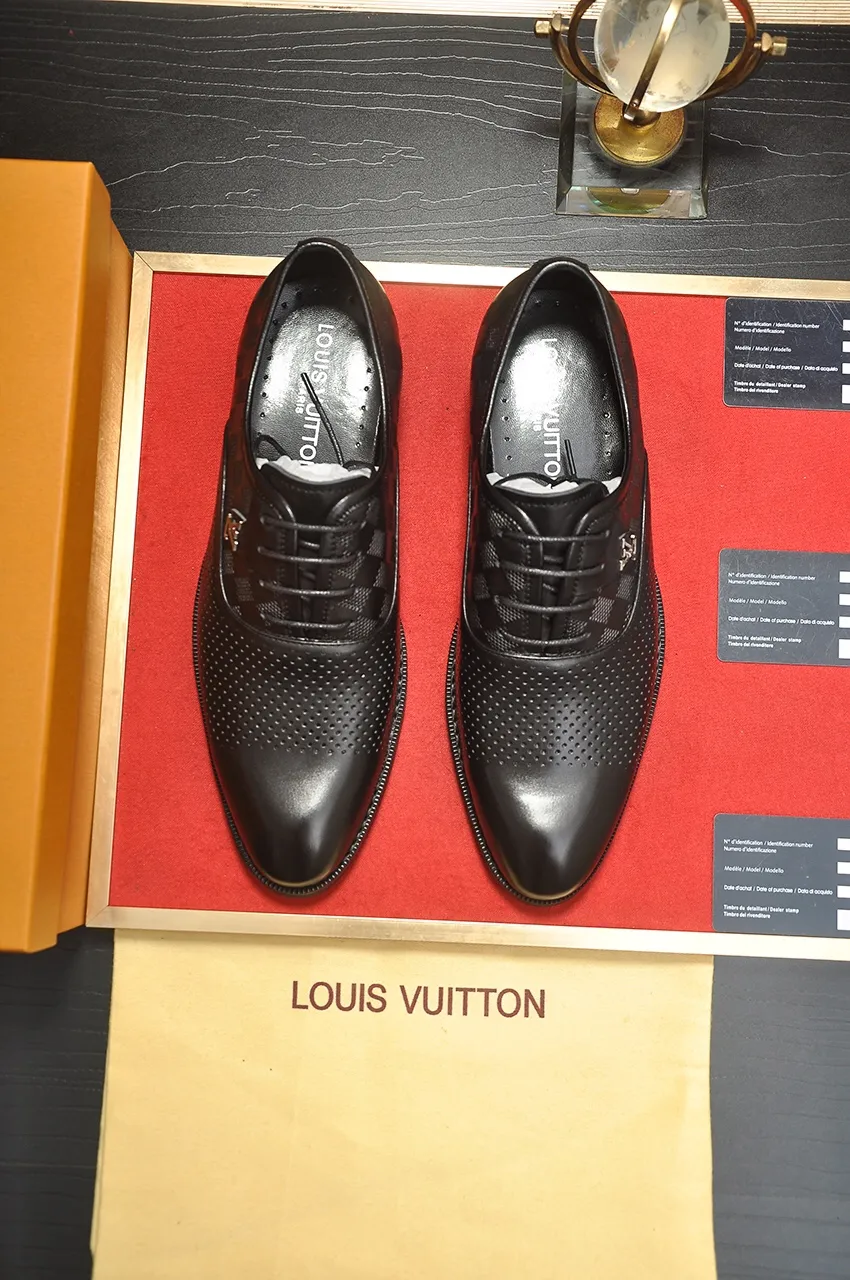 Men's shoes💰460💶【LOUIS VUITTON】(sheepskin lining) new cowhide LV formal shoes🎩🎩❗️🆘made one to one at the counter🎩original quality, imported cowhide upper➕full sheepskin lining➕original rubber outsole, {high quality visible}👣Size: 38-45 (45 custom-made)